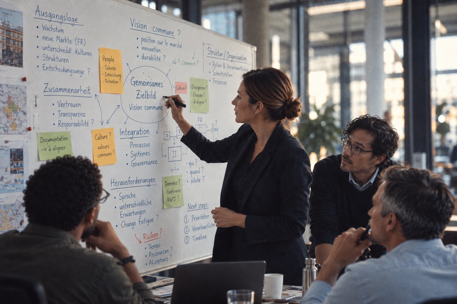 Zusammenarbeit zwischen deutschen und französischen Teams in einem Transformationsprojekt